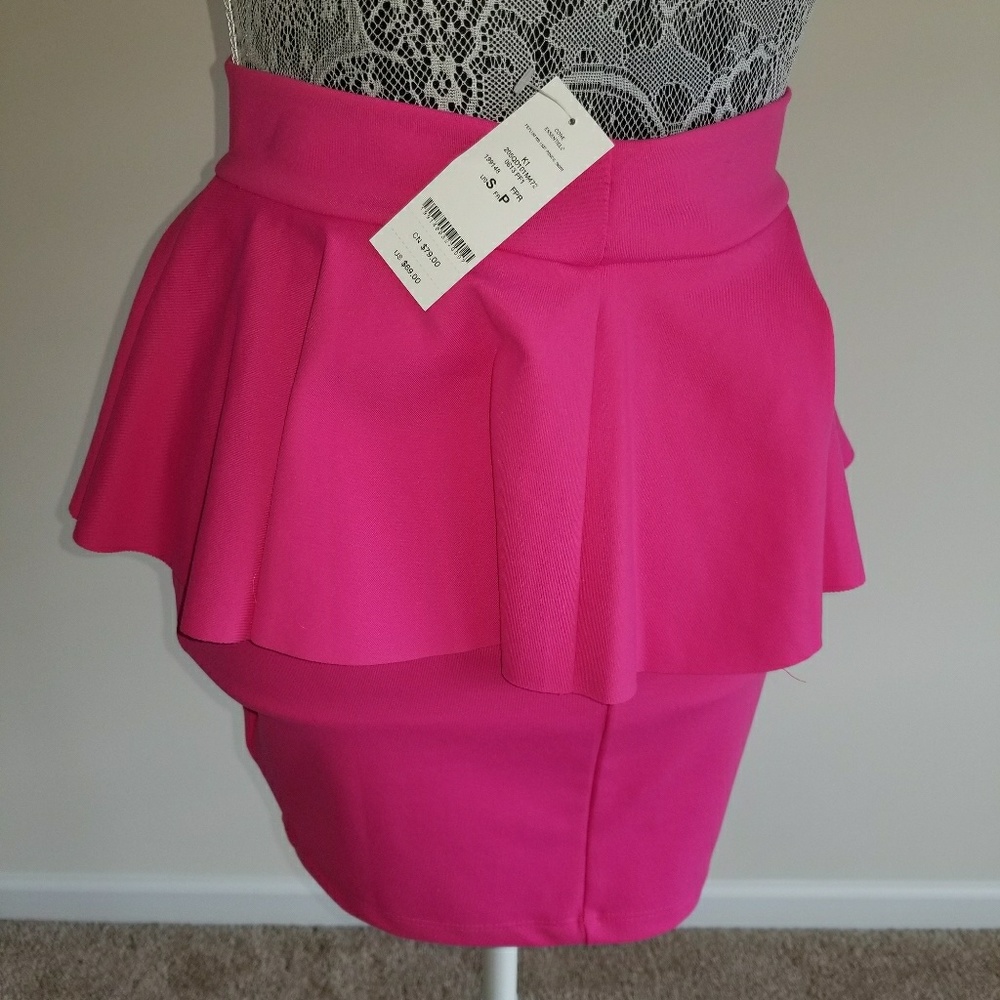 Hot Pink Peplum BEBE Skirt